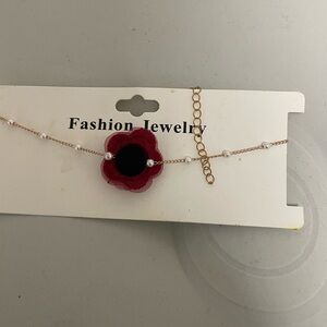 Fashion Jewelry Red and Black Flower Necklace